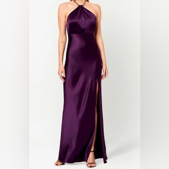 NWT Nicholas Ambra Chain Link Halter Gown